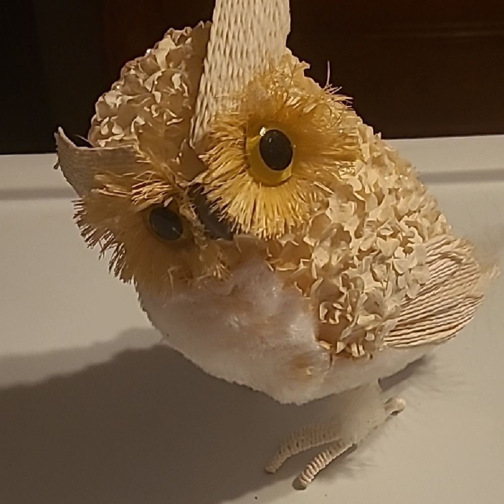 Decorative Owl Figurine in Cream and Yellow
